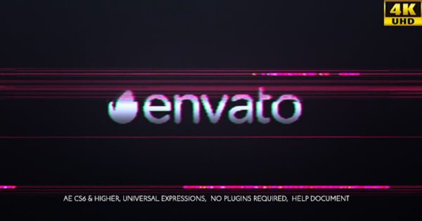 高科技数据失真故障特效logo演示大洋岛精选AE模板 Distortion Glitch Logo