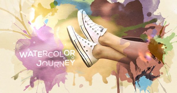 夏日假期旅行水彩风格幻灯片视频大洋岛精选AE模板 Watercolor Journey