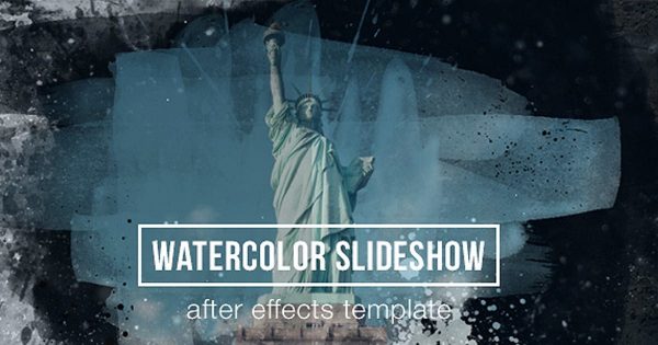 水彩视差动画特效幻灯片视频大洋岛精选AE模板 Watercolor Parallax Slideshow