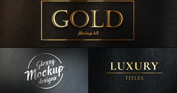 金色光泽Logo和标题演示视频大洋岛精选AE模板 Gold Mockup Kit – Glossy Logo & Titles