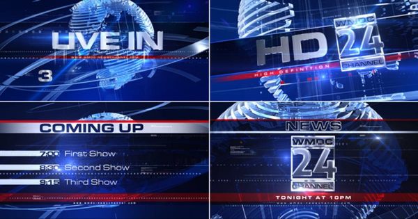新闻直播间动画特效大洋岛精选AE模板素材 Broadcast Design – Complete News Package 1