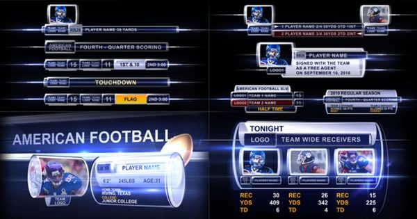 美式足球橄榄球赛事直播动画特效大洋岛精选AE模板 Broadcast Design – Sport on-screen graphic package