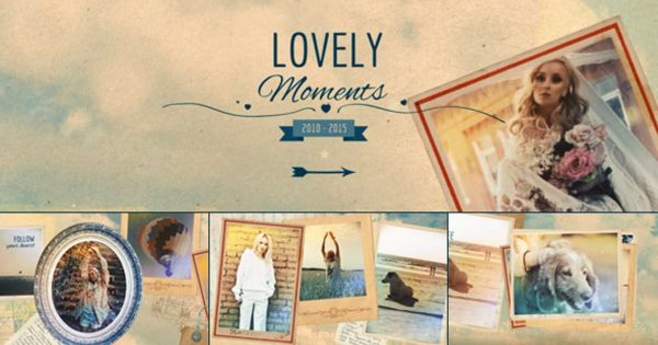 复古相框婚礼照片幻灯片视频大洋岛精选AE模板 Lovely Moments