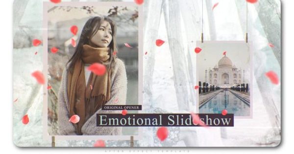 水滴花瓣动画特效浪漫风格视频相册大洋岛精选AE模板 Petals Emotional Slideshow