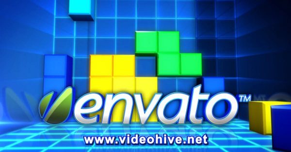 俄罗斯方块动画特效Logo演示大洋岛精选AE模板 Blocks Logo Reveal