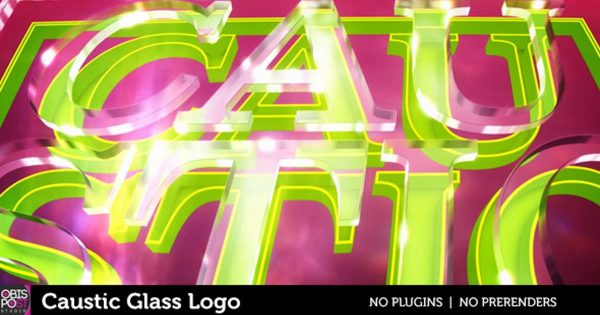水晶玻璃亚克力发光效果Logo演示大洋岛精选AE模板 Caustic Glass Logo