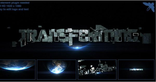 3D科幻变形金刚动画特效Logo演示大洋岛精选AE模板 Transforming Logo