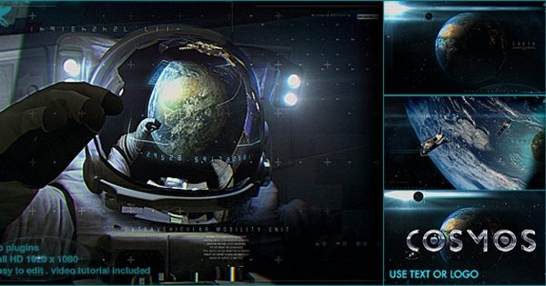 3D地球宇宙科幻失真视频Logo演示大洋岛精选AE模板 Earth Cosmo Logo