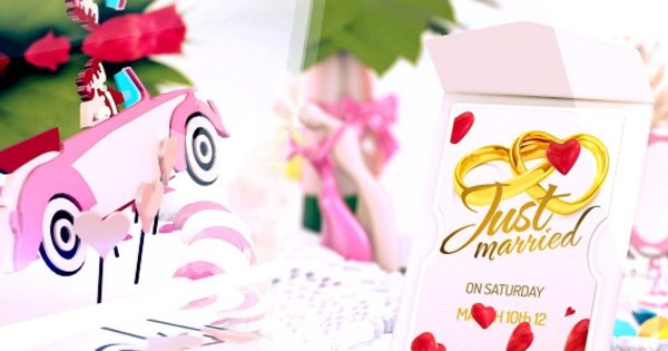 婚礼婚庆现场开场视频大洋岛精选AE模板 Wedding Love Card Intro