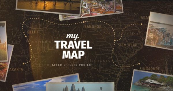 旅行足迹地图记录视频大洋岛精选AE模板 My Travel Map