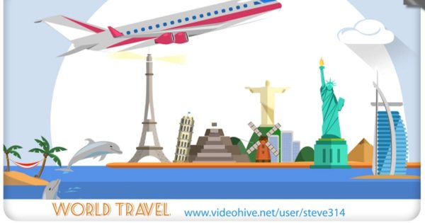 世界假期旅行旅行社广告卡通视频大洋岛精选AE模板 World Travel
