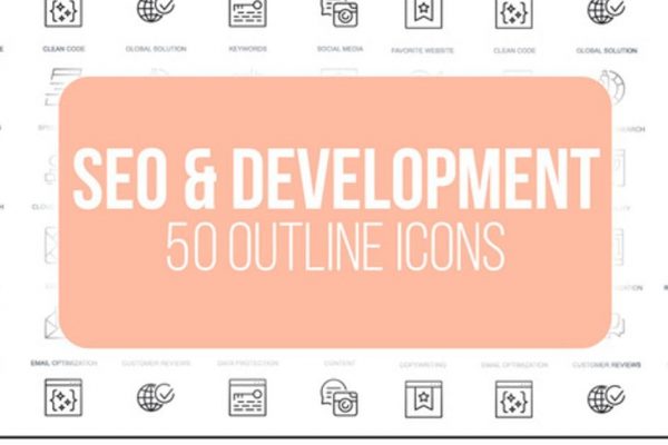 50枚SEO&技术开发主题视频图标素材 Seo Optimization – 50 Thin Line Icons
