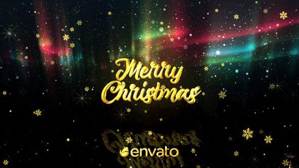 Aurora灯光效果圣诞节祝福视频大洋岛精选AE模板 Christmas Greetings