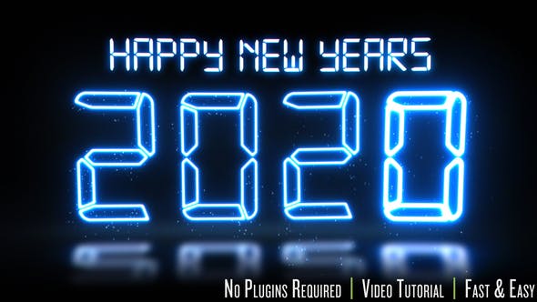 2020新年数字时钟揭幕动画特效视频大洋岛精选AE模板 2020 New Years Reveal