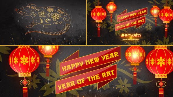2020年中国风新年/鼠年晚会开场视频大洋岛精选AE模板 Chinese New Year Opener 2020