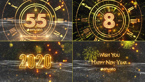 2020年新年60秒倒计时特效片头素材视频大洋岛精选AE模板 New Year Countdown 2020