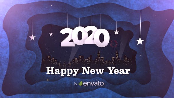 2020年剪纸艺术动画特效新年开场视频大洋岛精选AE模板素材 New Year Opener 2020