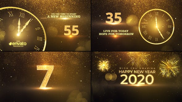 2020年新年60倒计时粒子动画特效大洋岛精选AE模板 New Year Countdown 2020