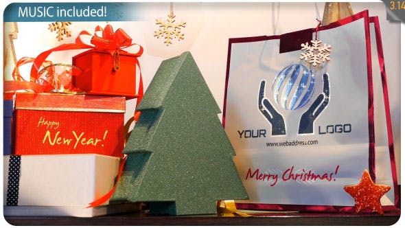 企业品牌宣传圣诞节主题场景动画大洋岛精选AE模板 Christmas Gifts Logo – Storefront Digital Signage