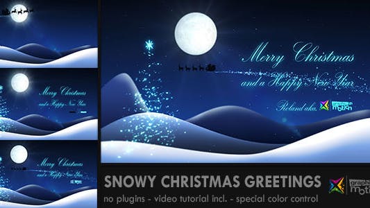 雪花粒子夜景圣诞节祝福视频大洋岛精选AE模板 Snowy Christmas Greetings
