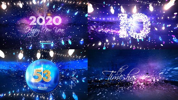 2020年新年倒计时派对翻页粒子动画特效大洋岛精选AE模板 New Year Eve Party Countdown 2020