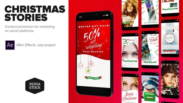 圣诞节主题社交营销推广视频大洋岛精选AE模板 Christmas Social Marketing