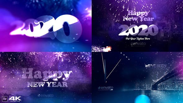 粒子动画特效2020年现代时钟倒计时视频大洋岛精选AE模板 New Year Countdown 2020