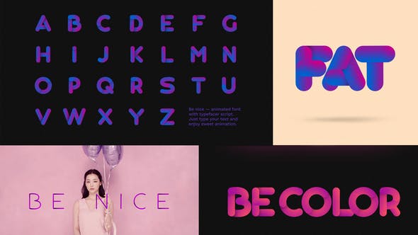 创意渐变色字体动画特效大洋岛精选AE模板 Be Nice — Stretchy Font