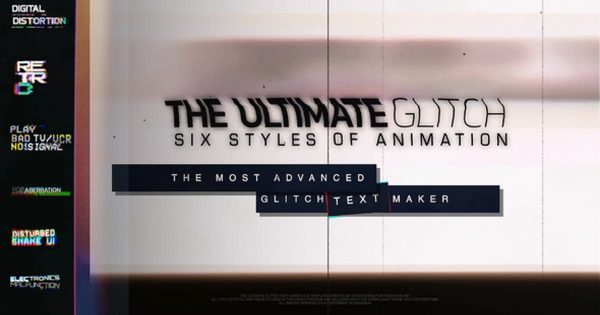 70种信号故障视频字幕标题特效大洋岛精选AE模板 The Ultimate Glitch Text Maker + 70 Title Animation Presets  Pack