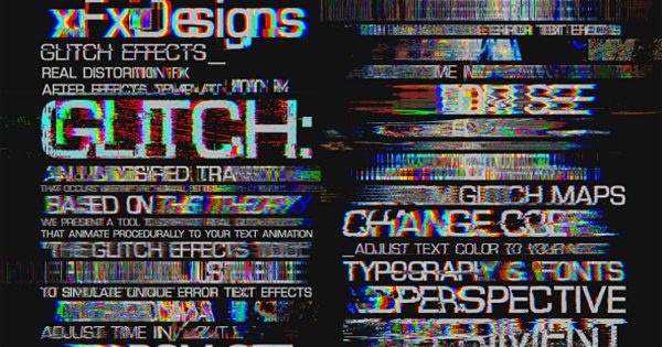 30种信号故障视频字幕标题特效大洋岛精选AE模板 Glitch Text Effects Toolkit + 30 Title Animation Presets