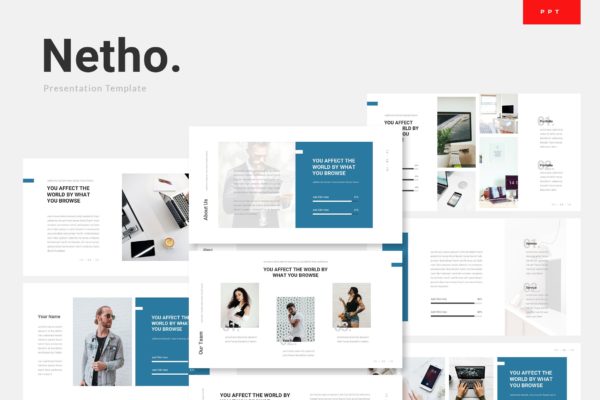 网络科技公司/项目路演蚂蚁素材精选PPT模板 Netho – Networking Technology Powerpoint Template