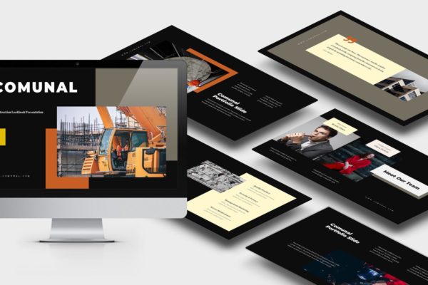 建筑与工程企业介绍/项目策划蚂蚁素材精选PPT模板 Comunal : Construction & Engineering Powerpoint