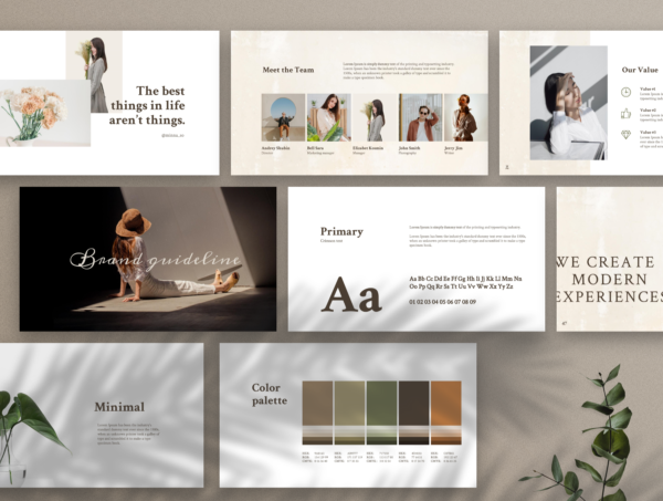 蚂蚁素材下午茶：高端时尚极简的品牌VI推广指南Powerpoint演示模板