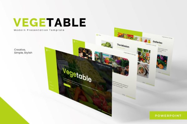 农产品/蔬果绿色食物主题PPT模板 Vegetable – Powerpoint Template