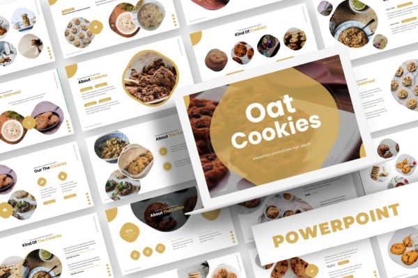 西点培训/烘焙品牌推介第一素材精选PPT模板 Oat Cookies – Powerpoint Template
