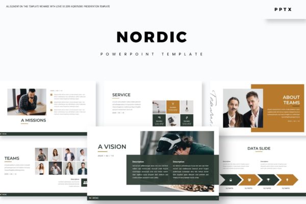 公司介绍/业务展示蚂蚁素材精选PPT模板 Nordic – Powerpoint Template