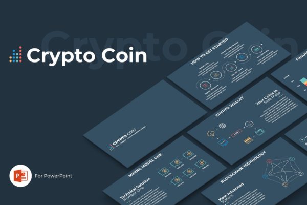 加密货币/区块链主题演讲蚂蚁素材精选PPT模板 Crypto Coin PowerPoint Template