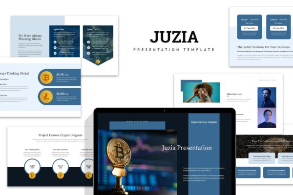 加密货币/区块链业务介绍第一素材精选PPT模板 Juzia : Crypto Currency Business Powerpoint