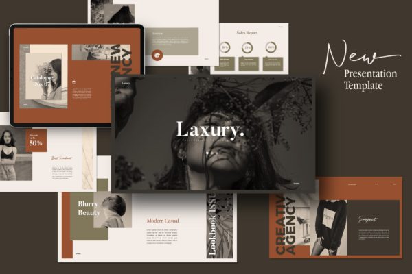 时尚企业介绍/Lookbook新品上市发布蚂蚁素材精选PPT模板 LAXURY – Lookbook Fashion Powerpoint Creative