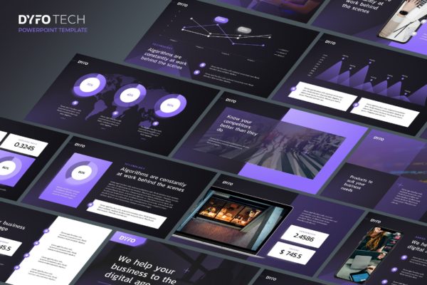 科技主题项目介绍/会议报告/融资计划多用途PPT模板 DYFO – Technology Theme Powerpoint Template