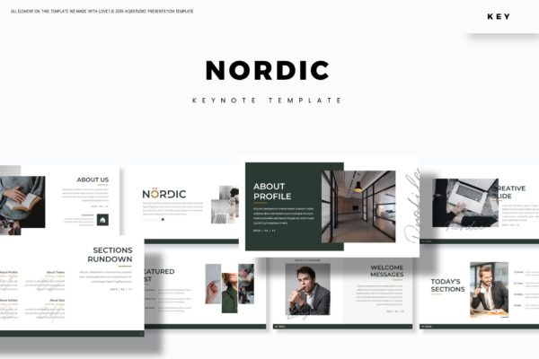 公司介绍/业务展示蚂蚁素材精选Keynote模板模板 Nordic – Keynote Template
