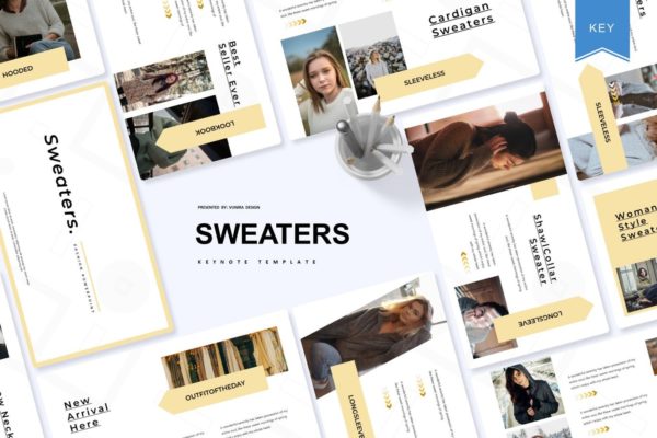 服装品牌新品目录介绍第一素材精选Keynote模板 Sweaters | Keynote Template