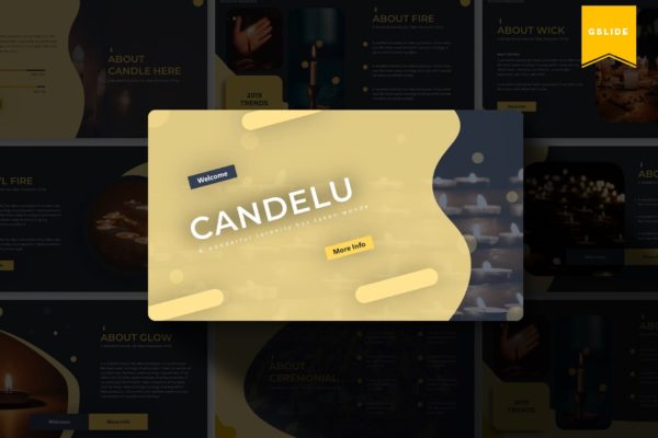 烛光蜡烛元素版式设计蚂蚁素材精选谷歌演示模板 Candelu | Google Slides Template
