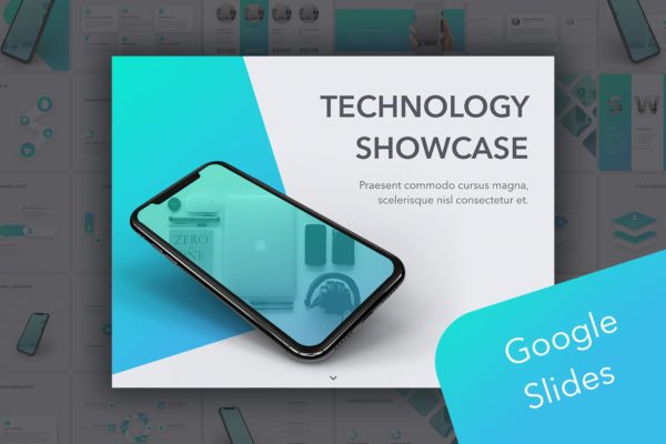 科技项目案例演示蚂蚁素材精选谷歌演示模板 Technology Showcase Google Slides Template