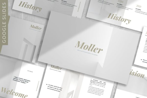 极简Lookbook设计风格蚂蚁素材精选谷歌演示模板 Moller – Lookbook Google Slide Template