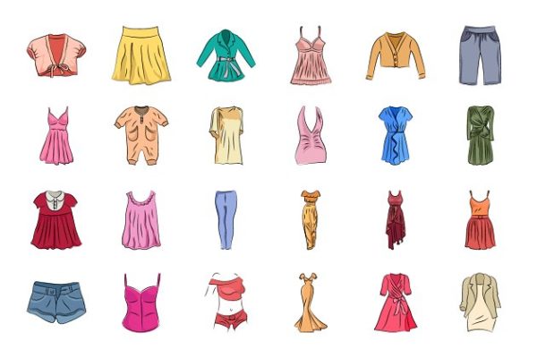 手绘服装矢量图标素材合集 Clothes Hand Drawn Vector Icons