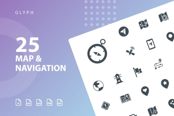 25枚地图导航主题字体蚂蚁素材精选图标 Map & Navigation Glyph