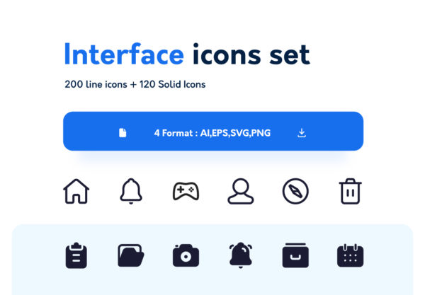 蚂蚁素材下午茶：340枚UI界面设计必备蚂蚁素材精选图标集[线条+实心]