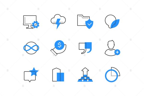 财务&技术主题彩色矢量第一素材精选图标集 Finances and technology color icons set