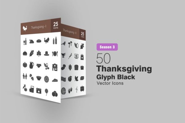 50枚感恩节主题矢量字体第一素材精选图标 50 Thanksgiving Glyph Icons